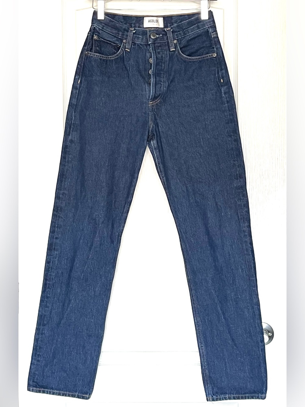 AGOLDE Kelly High Rise Relaxed Straight Jeans Harmonic Blue Size 23